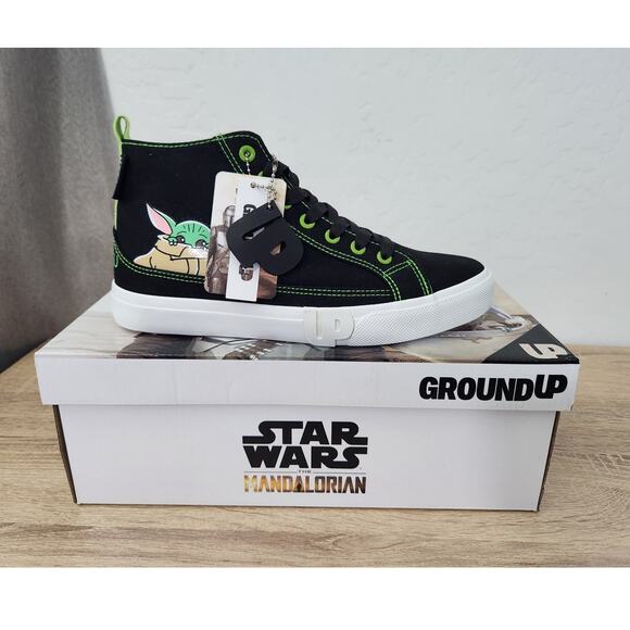 Star Wars Other - The Mandalorian Baby Grogu High Top Sneaker Shoes Ground Up Youth sz 8 Star Wars